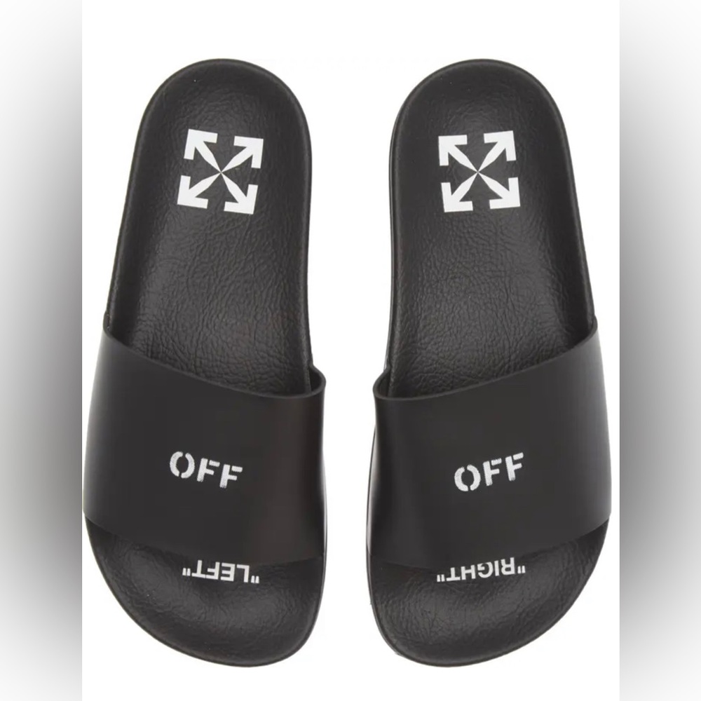 Brand New In Box, OFF-WHITE Logo Slides, Black White Size 36 - Includes Dust Bag